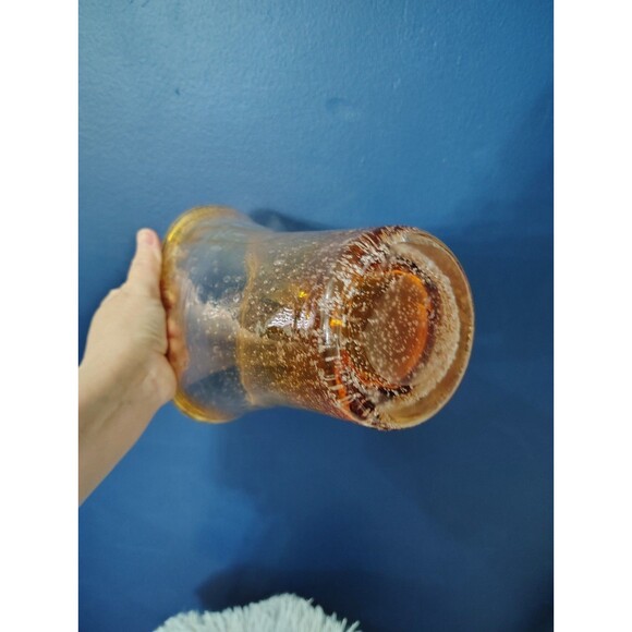 Amber Bubble Glass Vase by Creative Artisans, hand blown. - Picture 4 of 6
